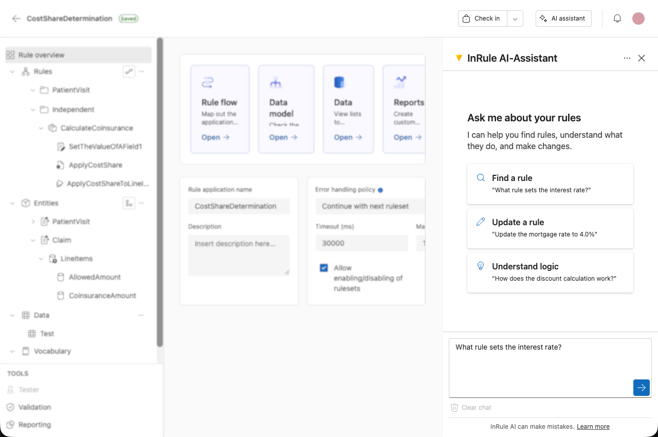 Screenshot showing AI assistant menu