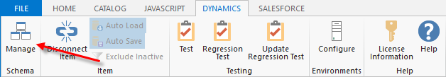 irAuthor DYNAMICS ribbon tab with the Manage button highlighted
