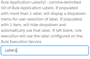Rule Application Label(s) field set to Label1, with a single Run Rules button