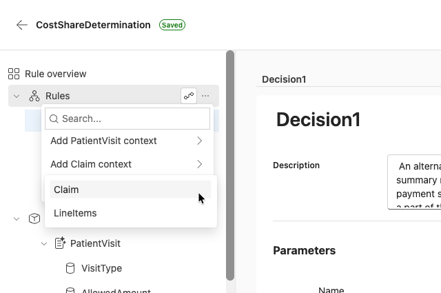 Screenshot showing context options