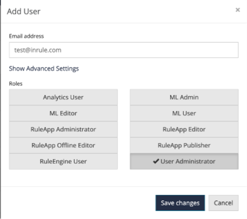 screenshot of adding user administrator role